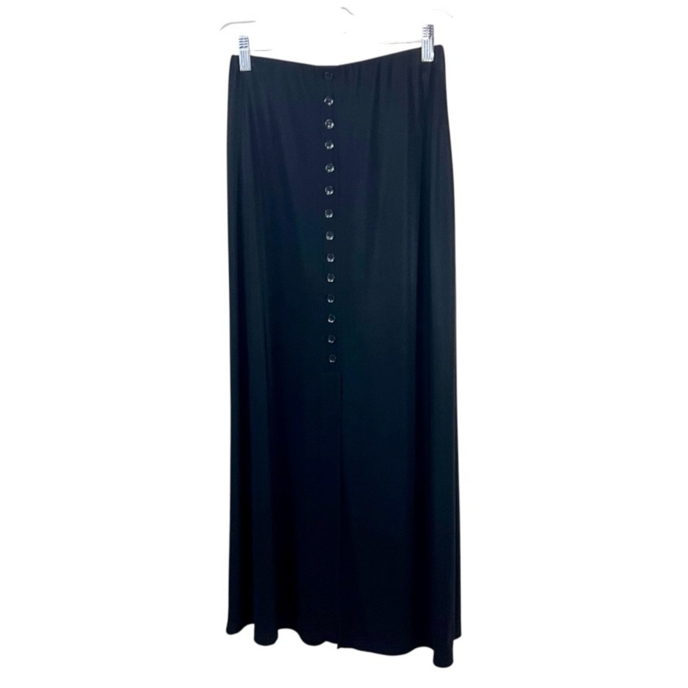 Briggs New York S Black Skirt Elastic Waist Maxi Long Slinky Ribbed Knit Vintage